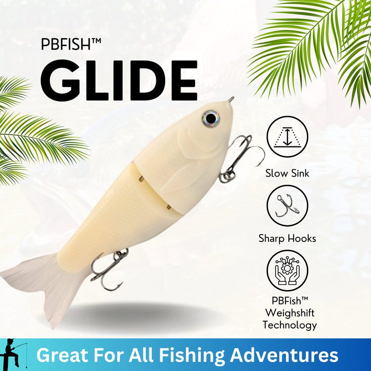 Glide bait showing wide S swimming action to trigger big bass strikes